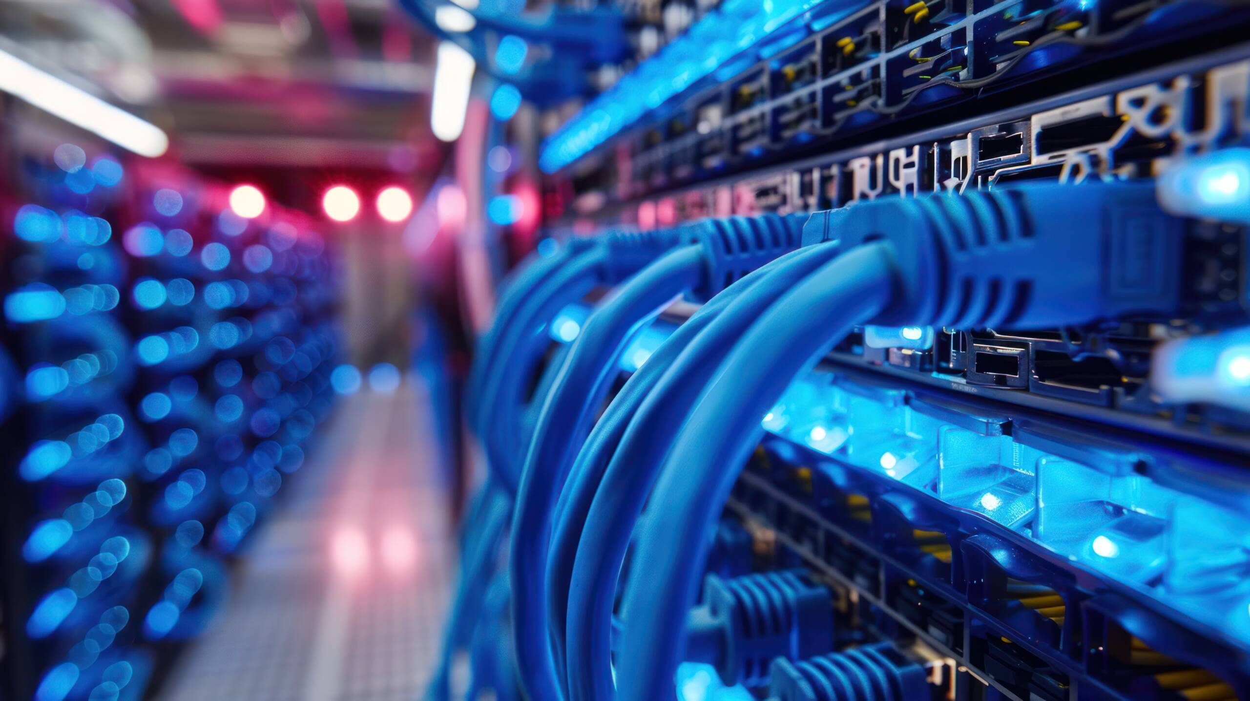 data center and network devices in high performance operation --ar 16:9 --style raw --stylize 300 Job ID: 613d080e-3fcd-4526-8051-4de184a9390e